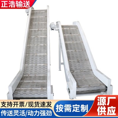 不銹鋼鏈板提升機中小型上料烘干提升爬坡輸送設備小型擋板輸送機
