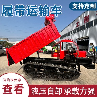 全地形履帶運(yùn)輸車爬山虎10噸拉沙石果園 工程爬坡橡膠履帶托運(yùn)車